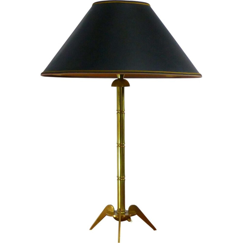 Vintage tripod table lamp in golden brass 1960