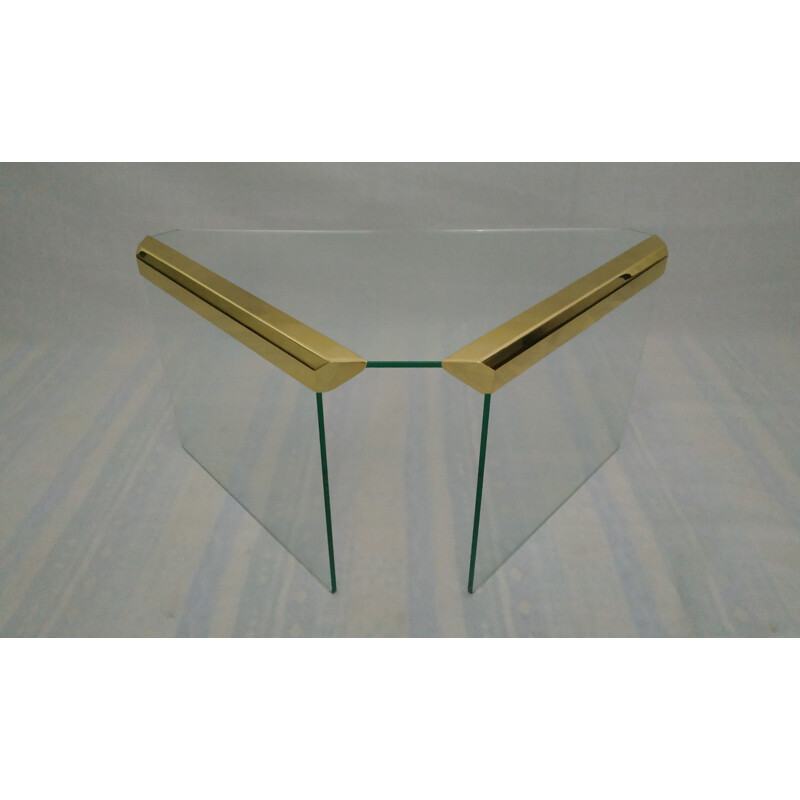 Vintage table for Gallotti & Radice in brass and glass 1970