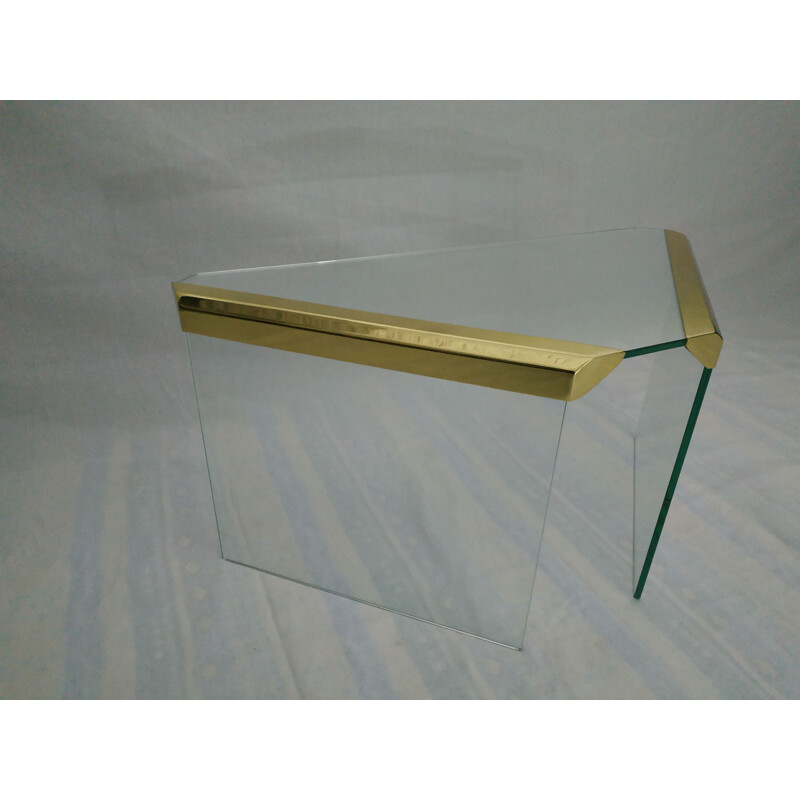 Vintage table for Gallotti & Radice in brass and glass 1970