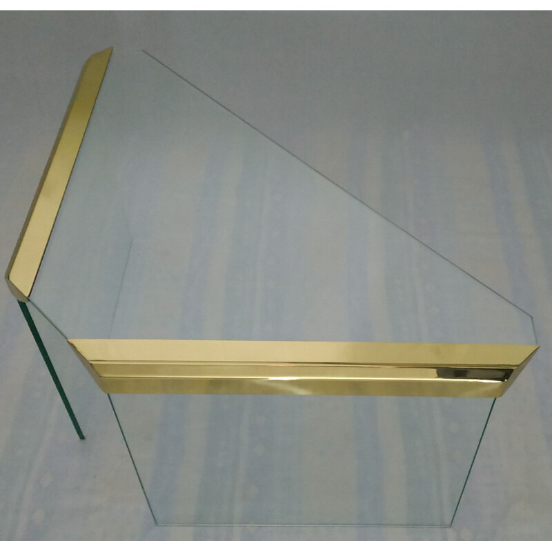 Vintage table for Gallotti & Radice in brass and glass 1970