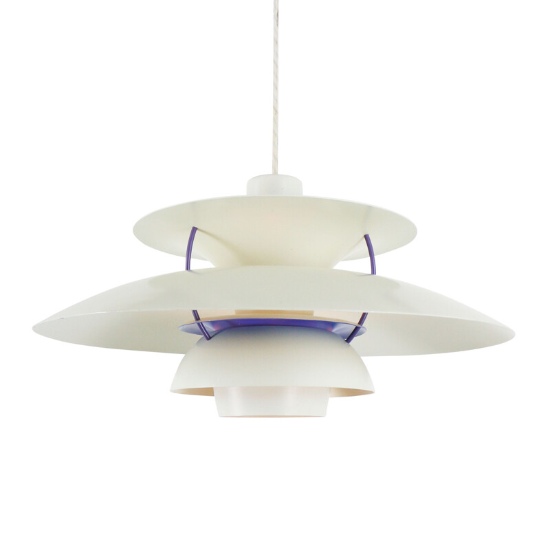 Suspension vintage scandinave pour Louis Poulsen en aluminium blanc