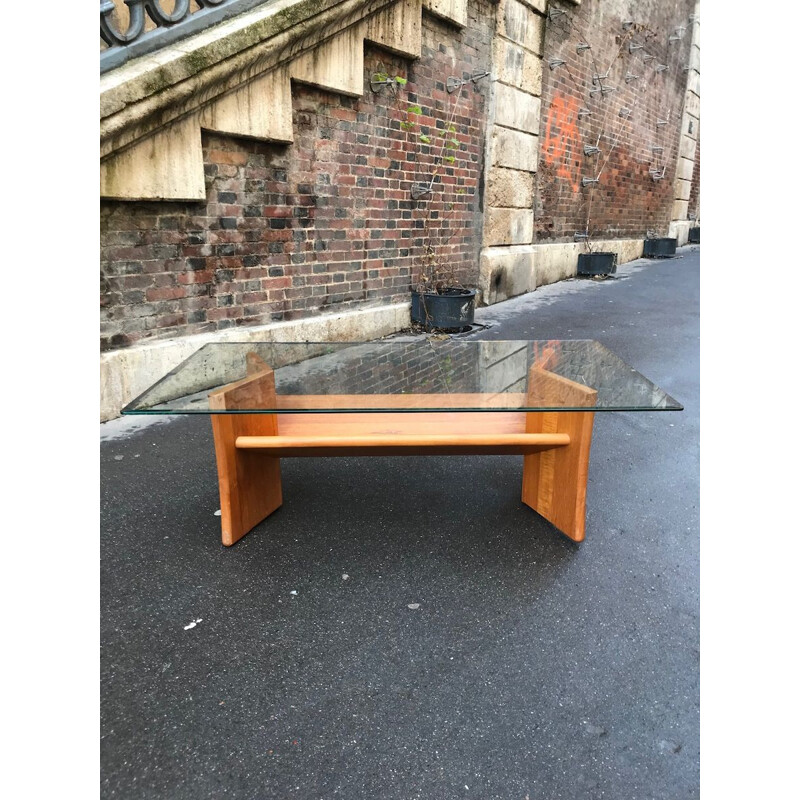 Vintage scandinavian coffee table with magazine rack 1960