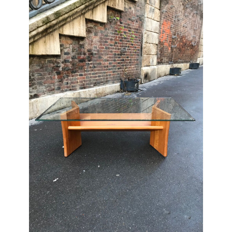 Vintage scandinavian coffee table with magazine rack 1960