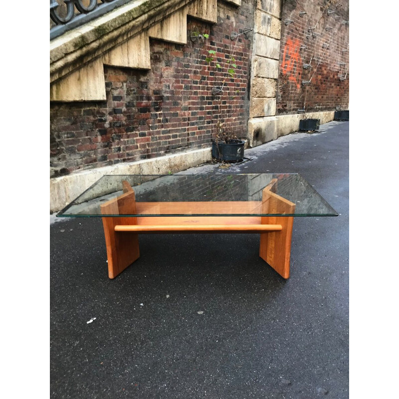 Vintage scandinavian coffee table with magazine rack 1960