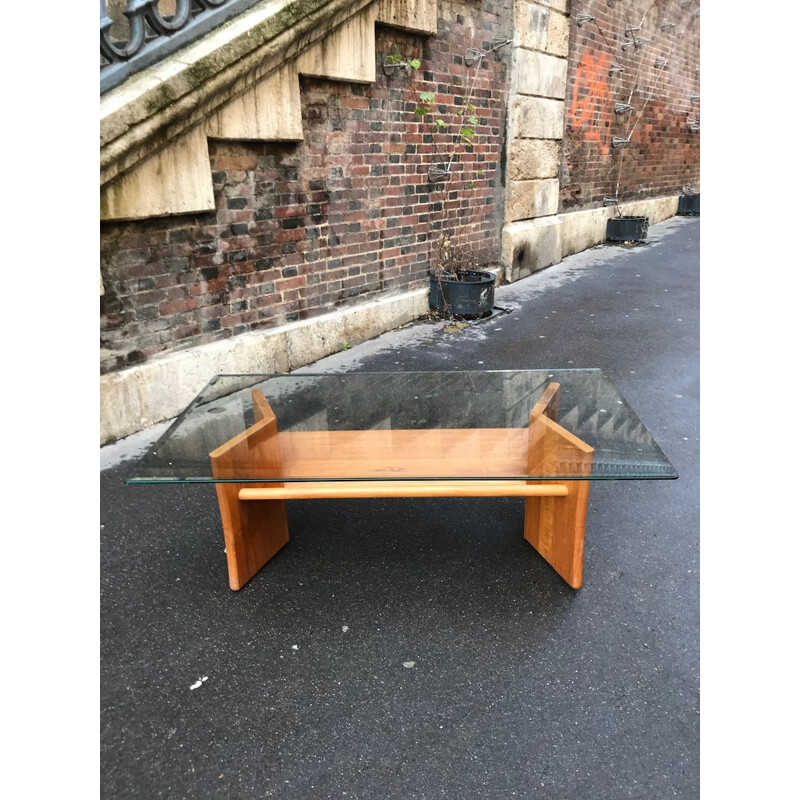 Vintage scandinavian coffee table with magazine rack 1960