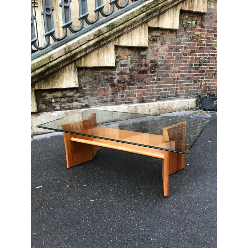 Vintage scandinavian coffee table with magazine rack 1960