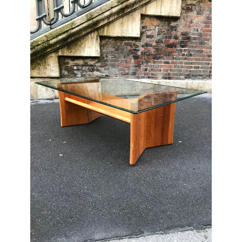 Vintage scandinavian coffee table with magazine rack 1960