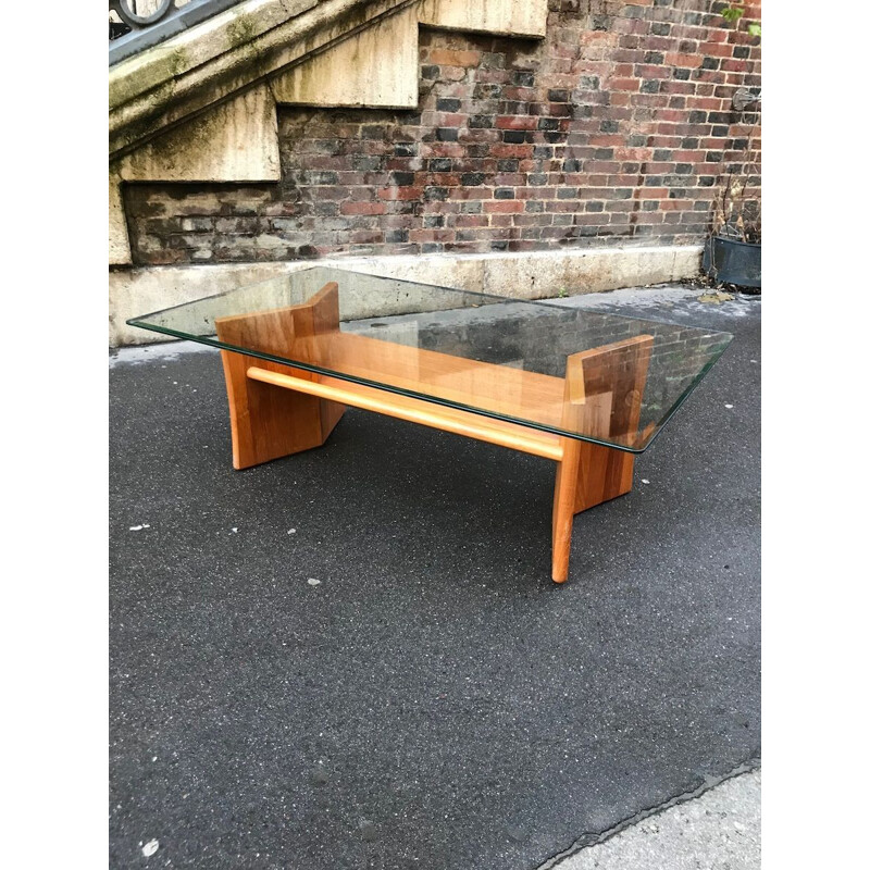 Vintage scandinavian coffee table with magazine rack 1960