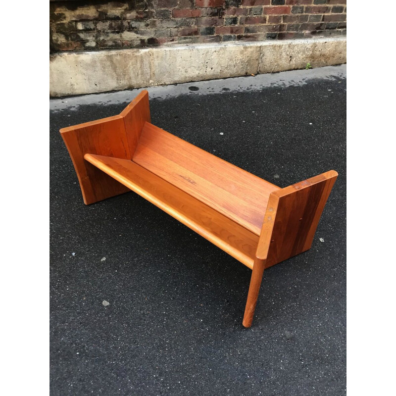 Vintage scandinavian coffee table with magazine rack 1960