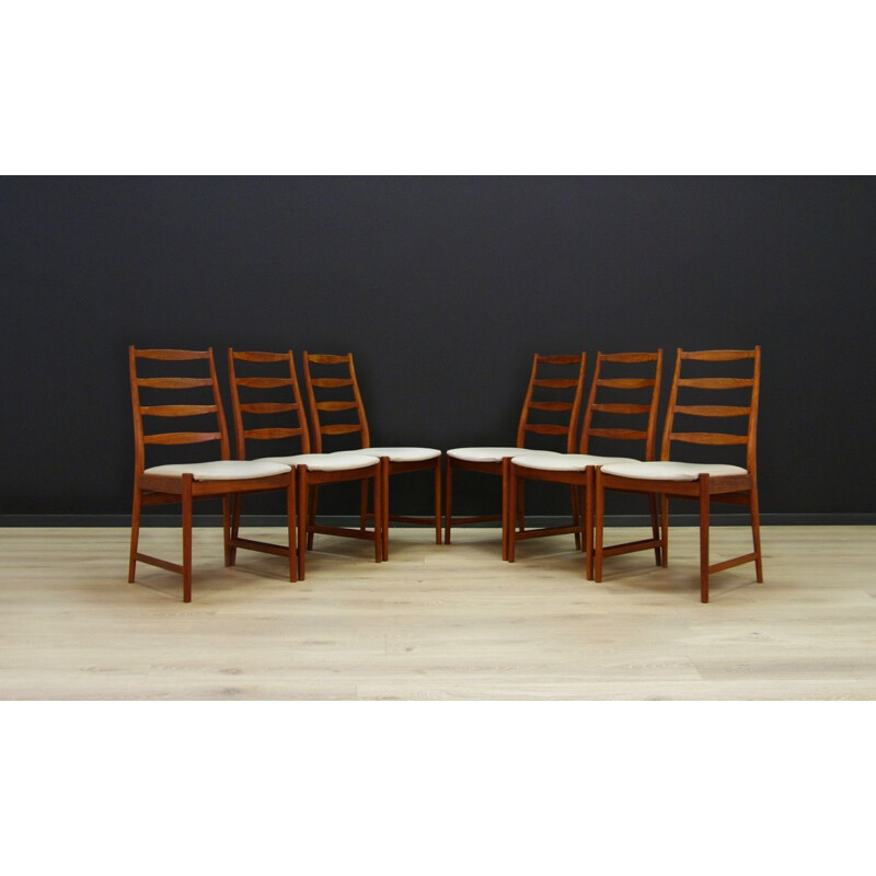 Ensemble de 6 chaises vintage scandinaves pour Vamo Sønderborg en teck