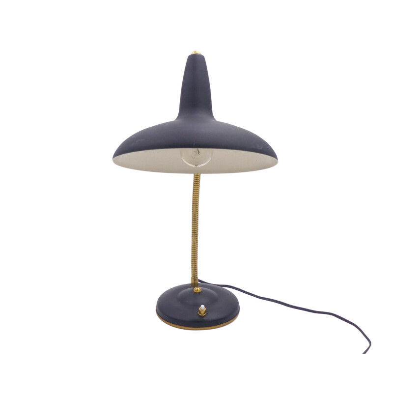 Vintage flexible lamp in black steel and brass 1960