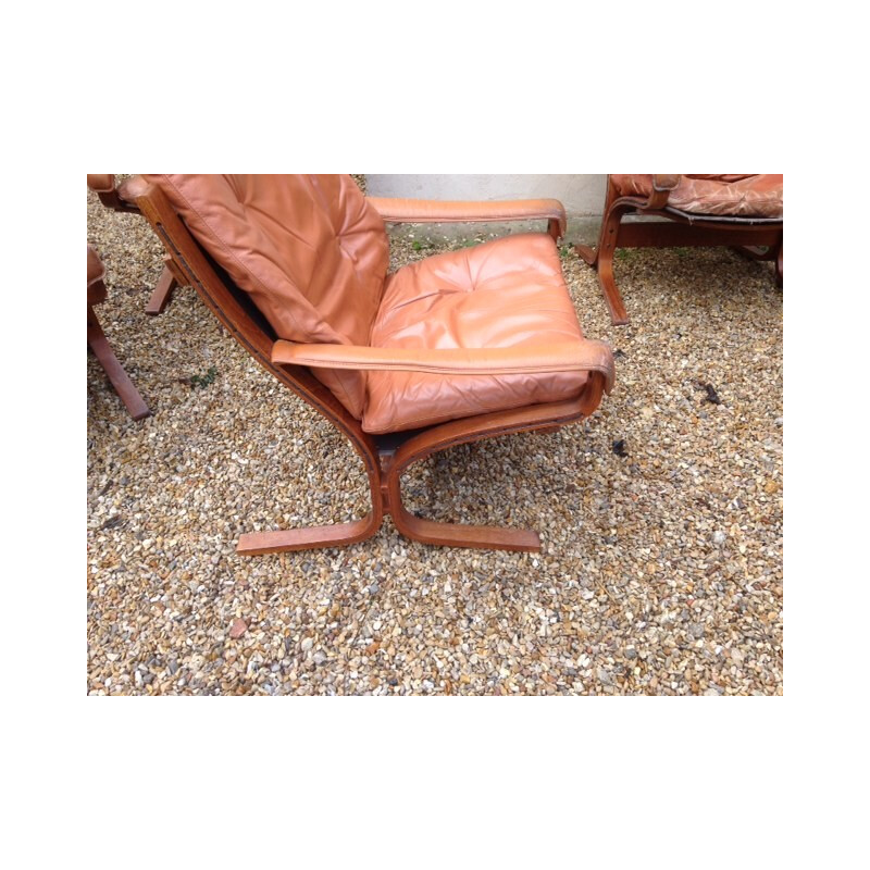 Set of 4 armchairs in leather and wood, Ingmar RELLING - 1970s