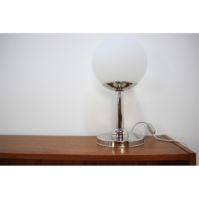 Vintage opaline and metal lamp by Kamenicky Senov, 1970