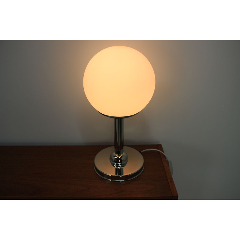 Vintage opaline and metal lamp by Kamenicky Senov, 1970