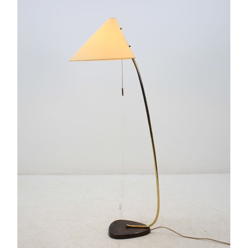 Vintage german floor lamp in brass and paper 1950