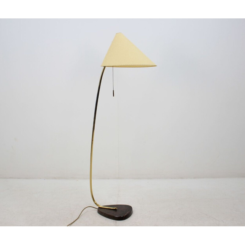 Vintage german floor lamp in brass and paper 1950