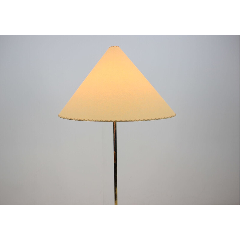 Vintage german floor lamp in brass and paper 1950