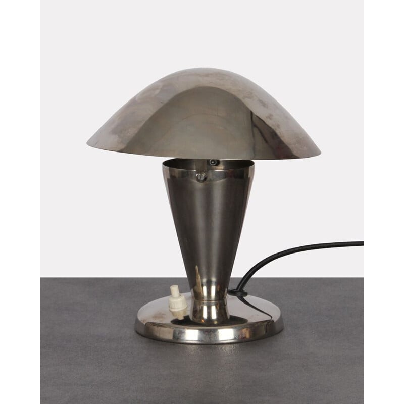 Lampe vintage tchèque en métal gris 1940