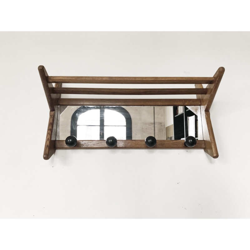 French vintage oakwook coat rack 1960