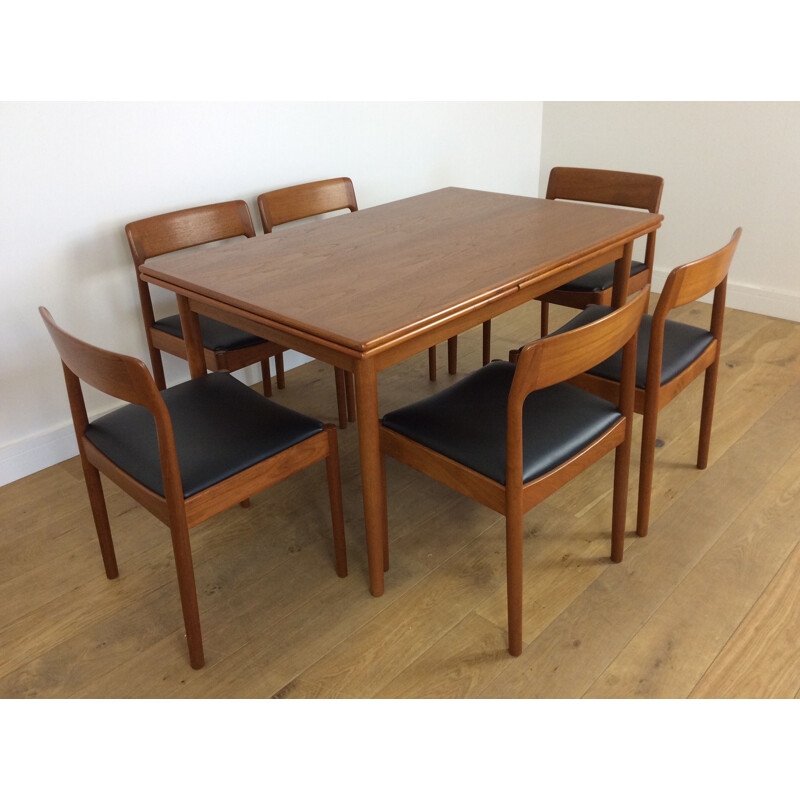 Vintage dutch dining set in teakwood for Moller 1960