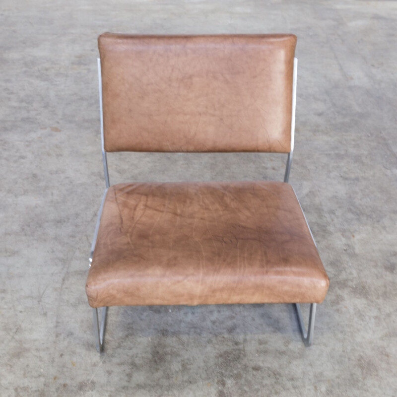 Paire de fauteuils en métal et cuir de Paul Sumi pour Lübke & Rolf