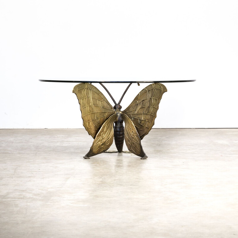 Brass vintage Coffee Table by Jacques Duval-Brasseur, 1970