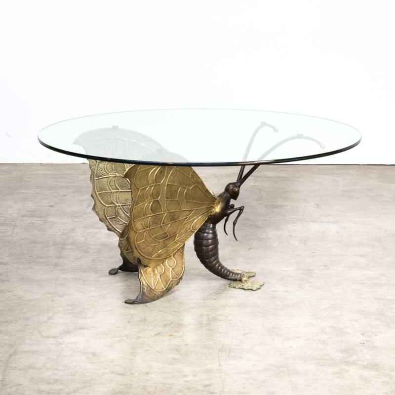 Brass vintage Coffee Table by Jacques Duval-Brasseur, 1970