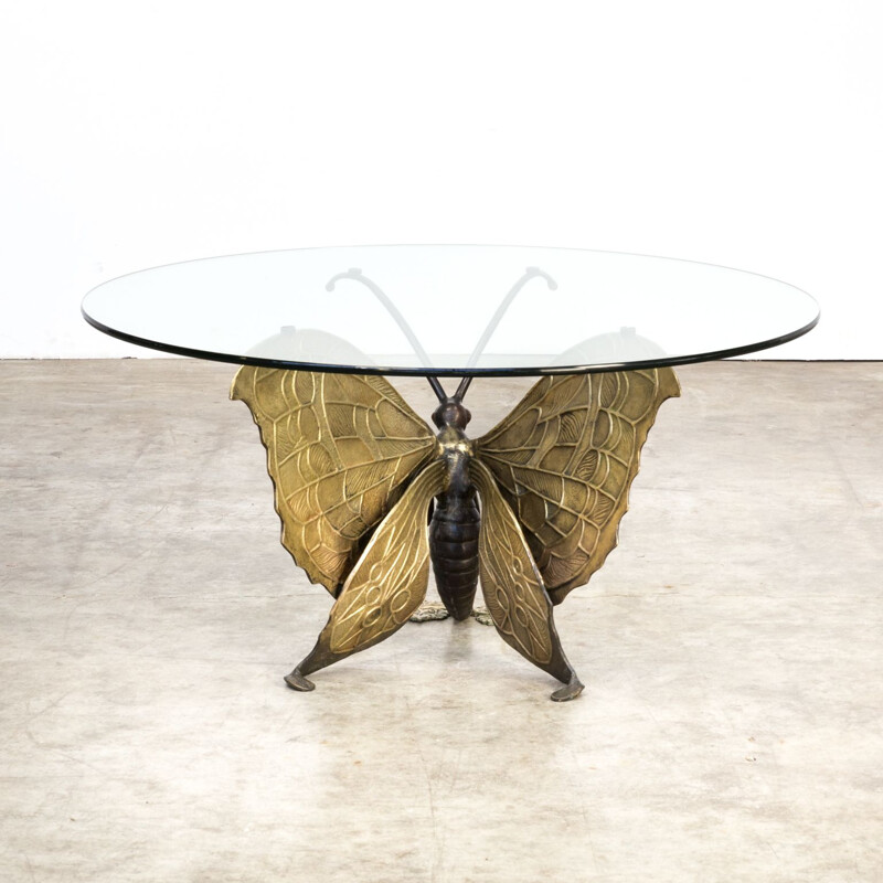 Brass vintage Coffee Table by Jacques Duval-Brasseur, 1970