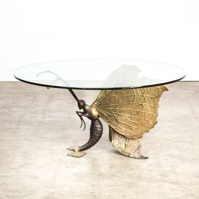 Brass vintage Coffee Table by Jacques Duval-Brasseur, 1970