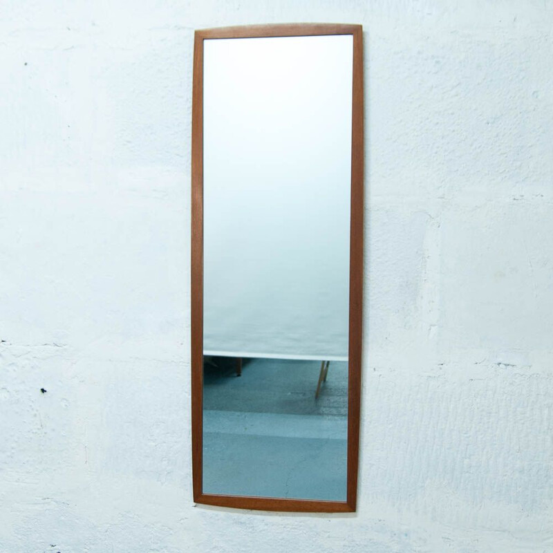 Large teak Scandinavian mirror 123cm