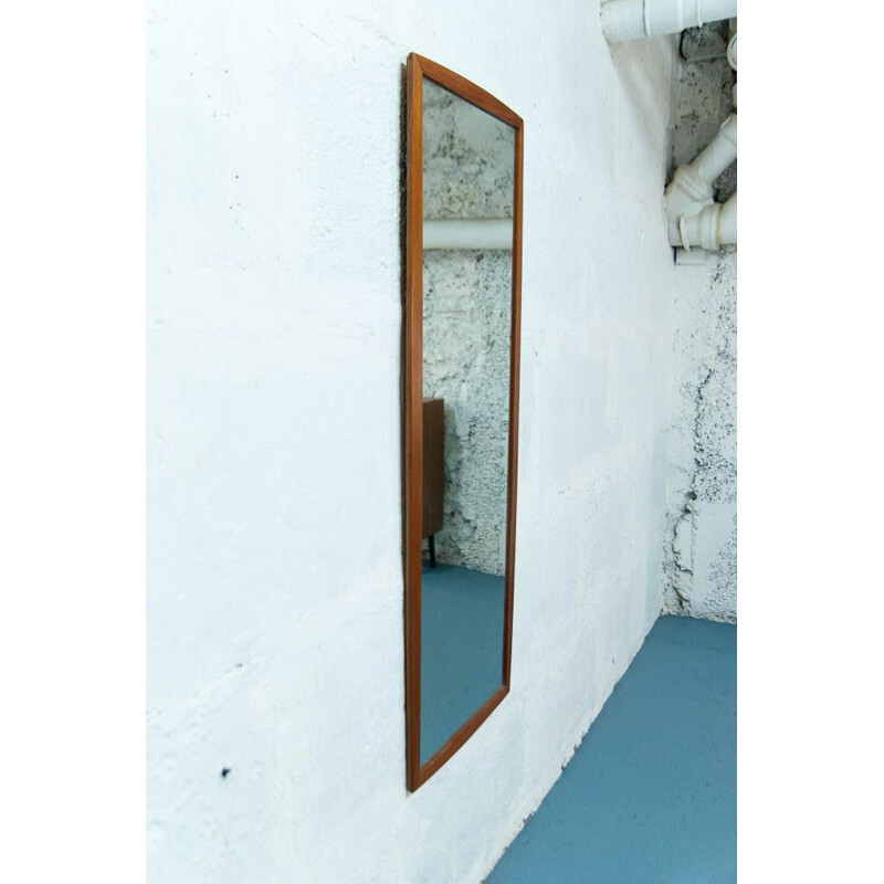 Large teak Scandinavian mirror 123cm