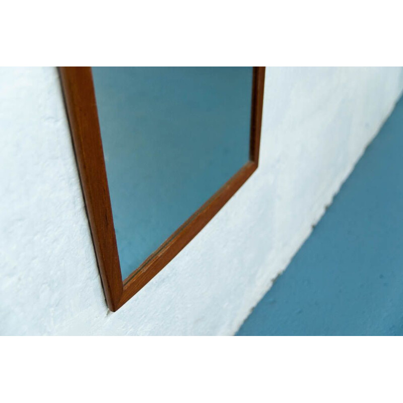 Large teak Scandinavian mirror 123cm