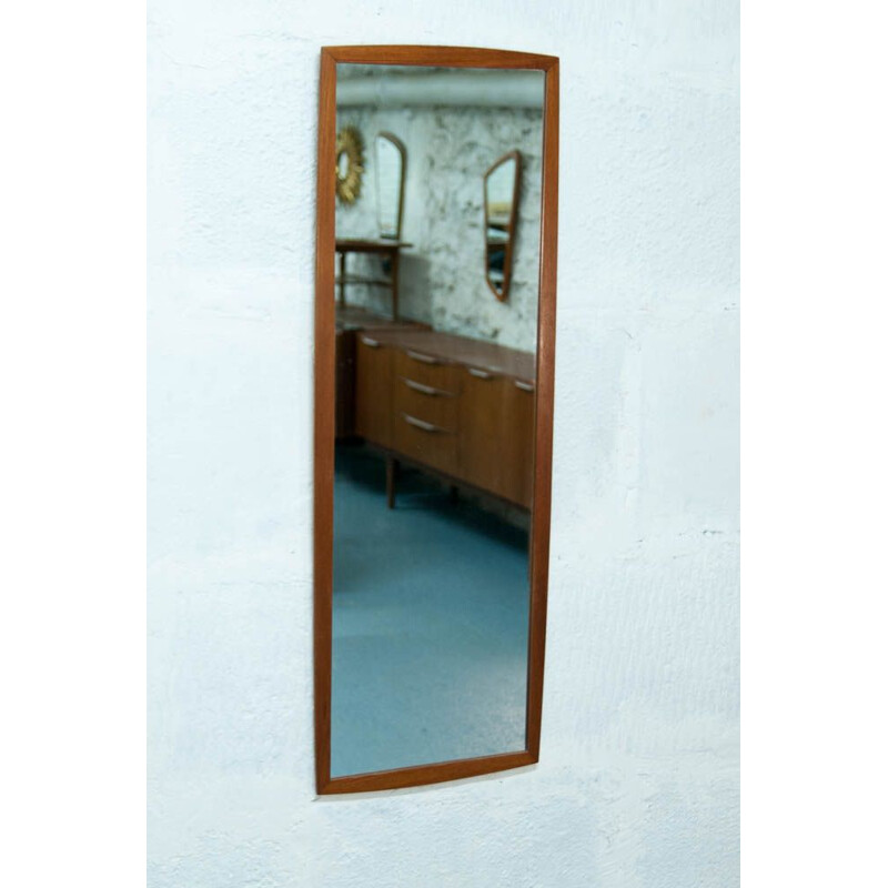 Large teak Scandinavian mirror 123cm