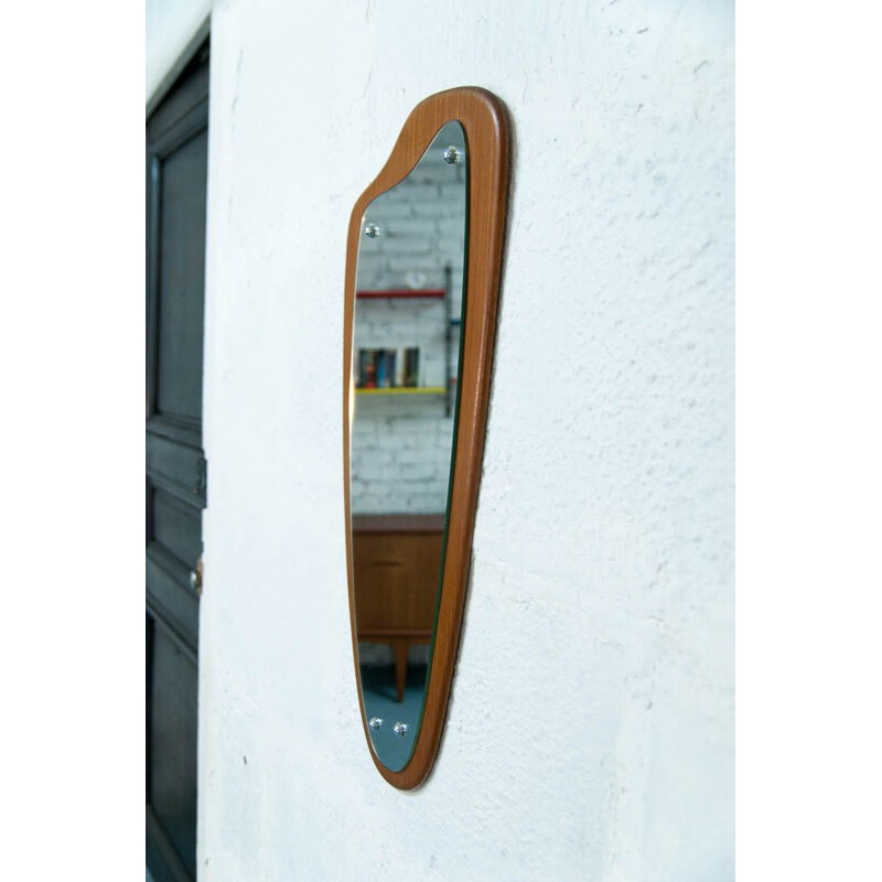 Vintage scandinavian teak mirror 1960