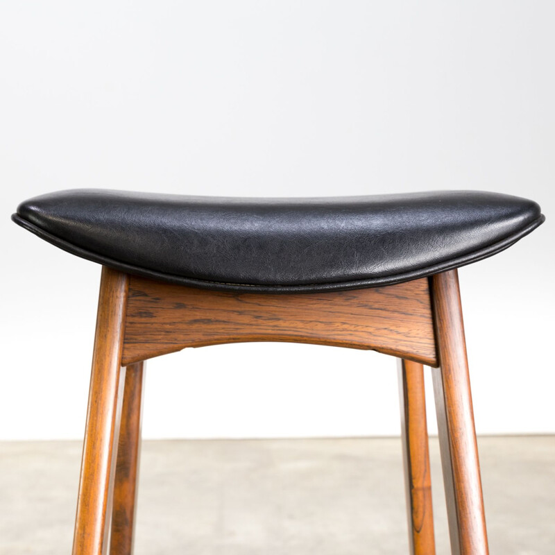 Set of 3 vintage bar stools for J. Skaaning & Son in black leatherette