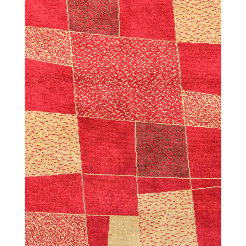 Vintage czech rug in red wool 1960