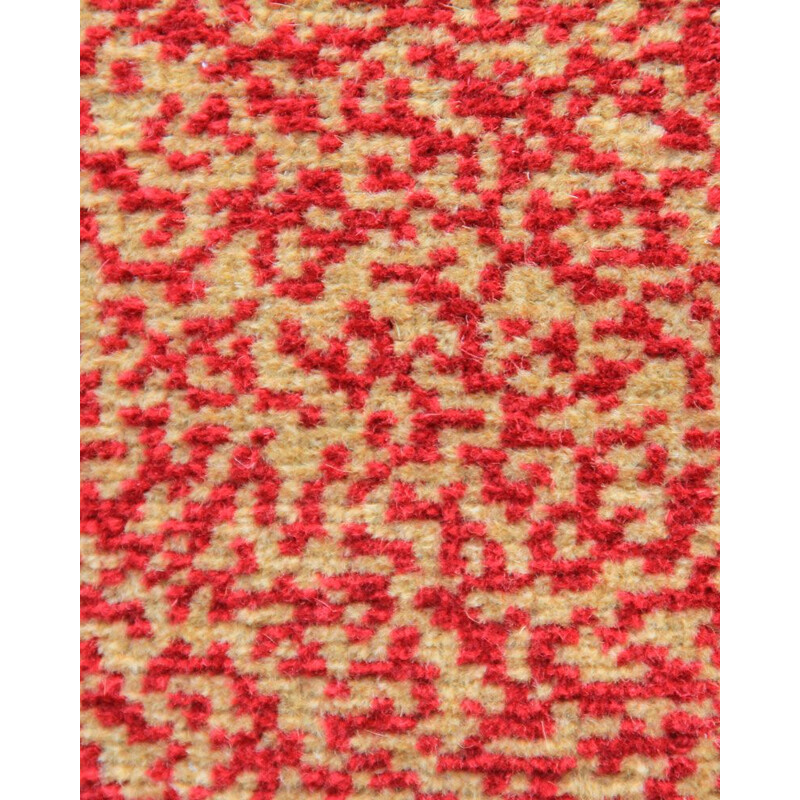 Tapis vintage tchèque en laine rouge 1960