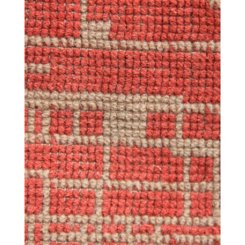Tapis vintage tchèque en laine rouge 1960