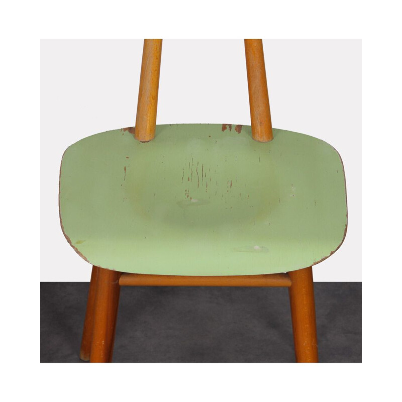 Pair of vintage green and beige chairs for TON 1960