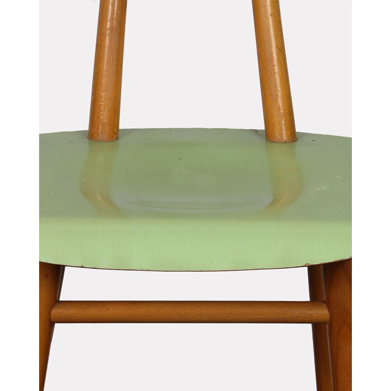 Pair of vintage green and beige chairs for TON 1960