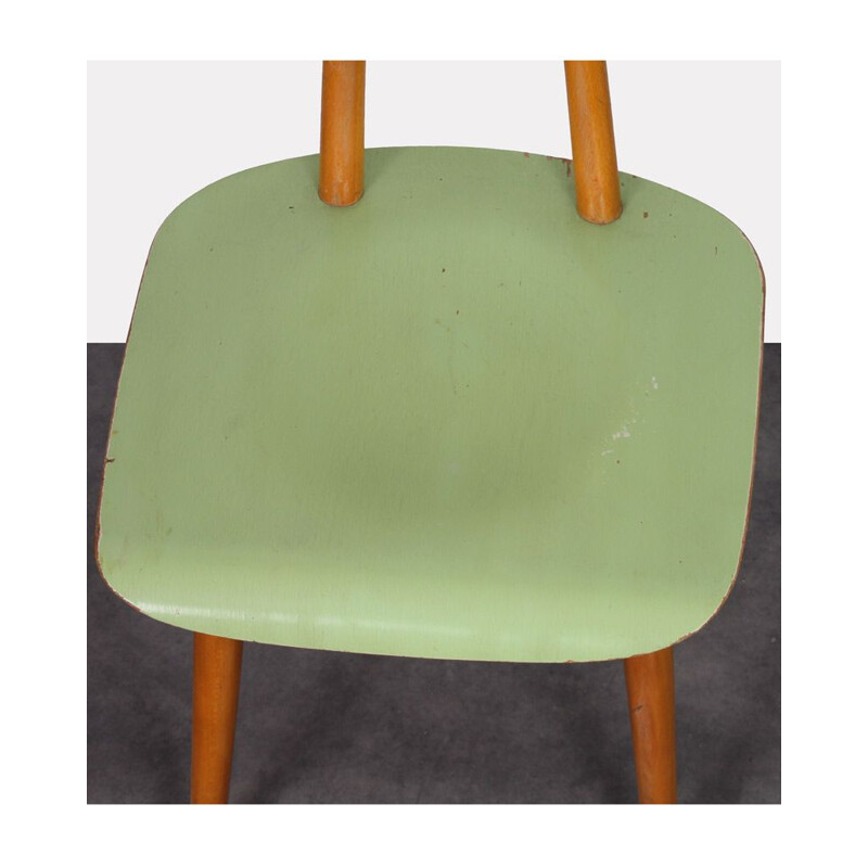 Pair of vintage green and beige chairs for TON 1960