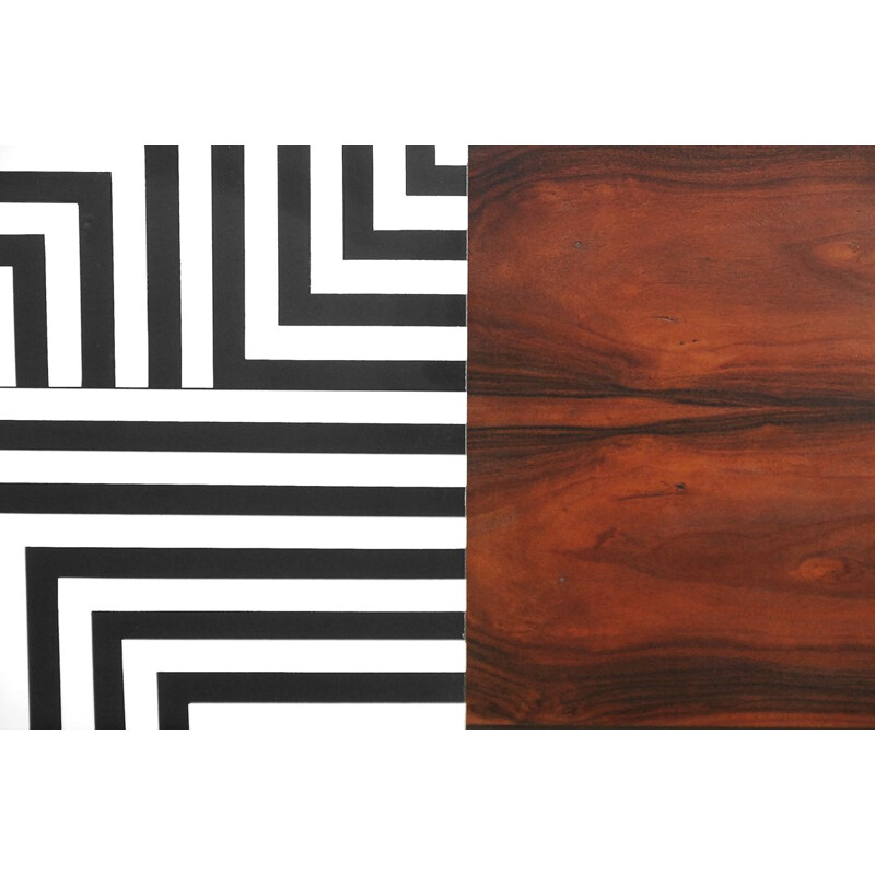 Vintage scandinavian rosewood and walnut sideboard with labyrinth patterns