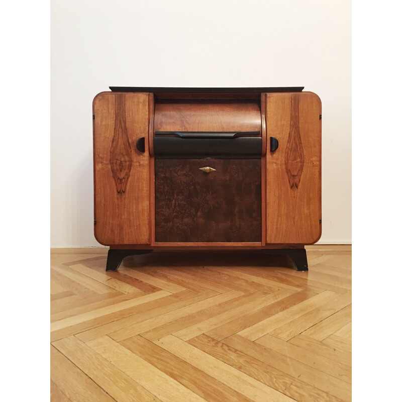 Vintage record player cabinet by Jindrich Halabala for UP Zavody