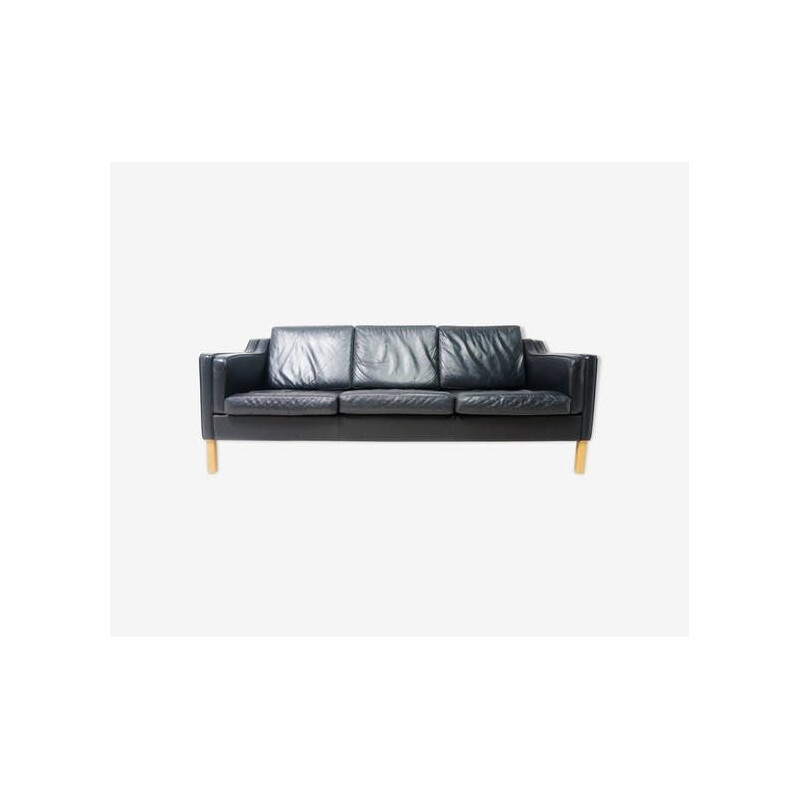 Vintage Scandinavian sofa in black leather