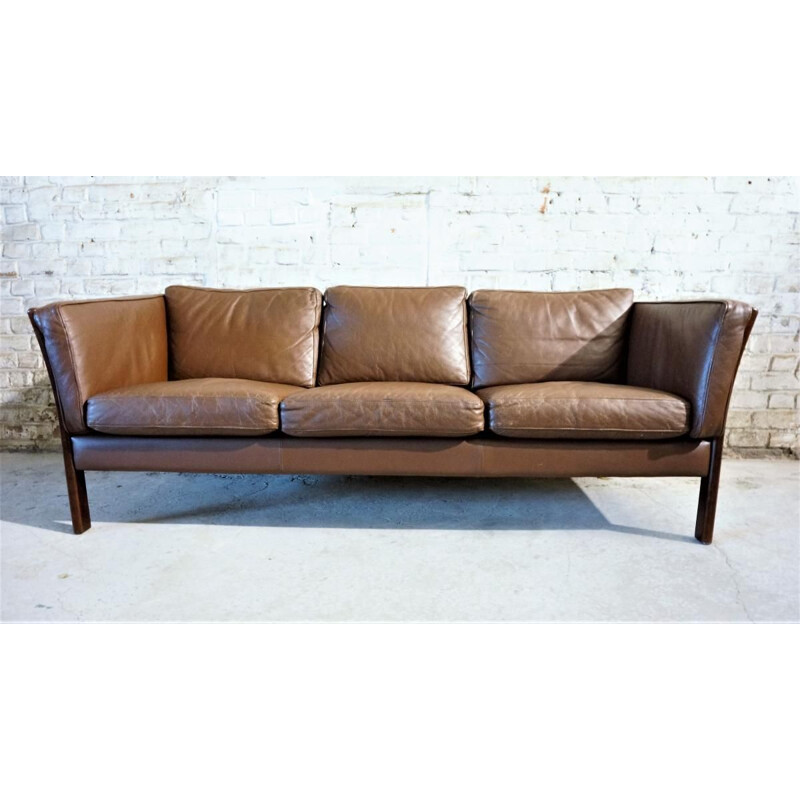 Vintage Scandinavian sofa in brown leather