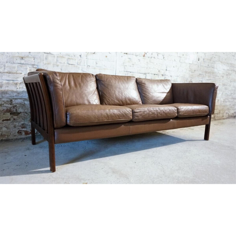 Vintage Scandinavian sofa in brown leather