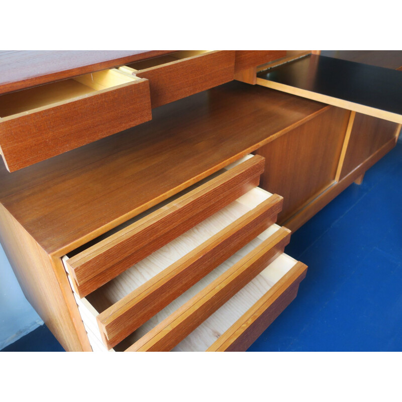 Vintage teak and brass modular wall unit