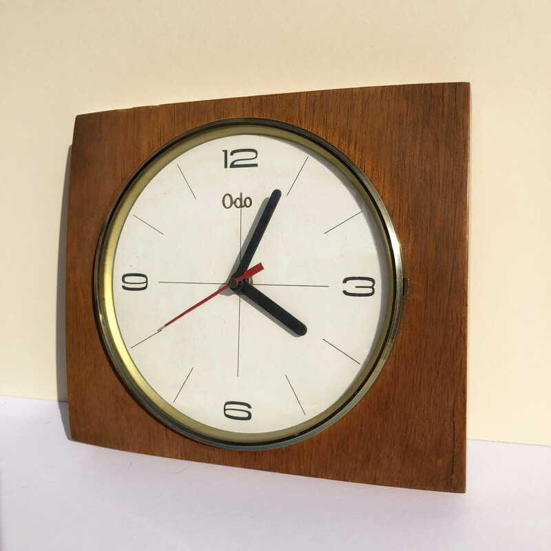 Wooden wall clock by Odo, France 1960