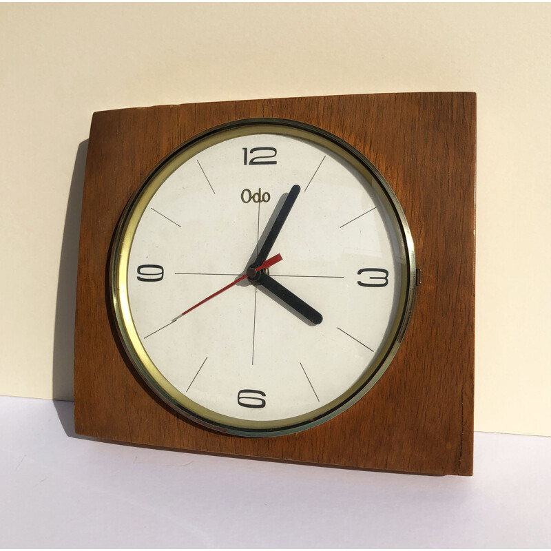 Wooden wall clock by Odo, France 1960