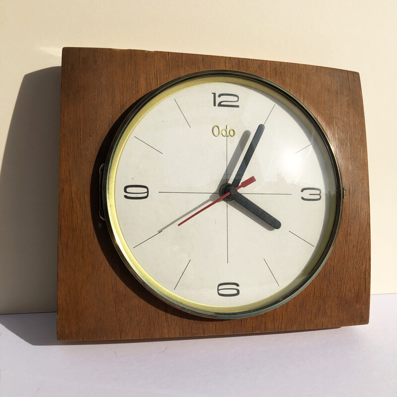 Wooden wall clock by Odo, France 1960
